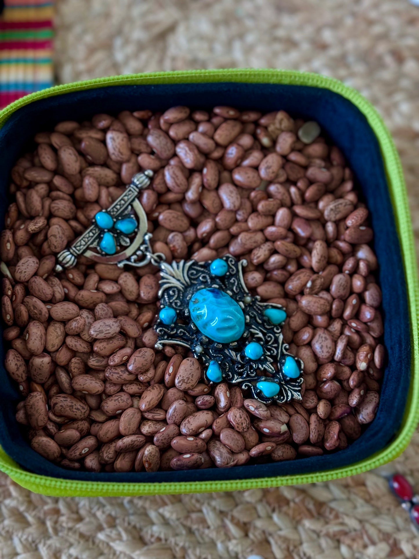 Large Brooch with Turquoise colored stones