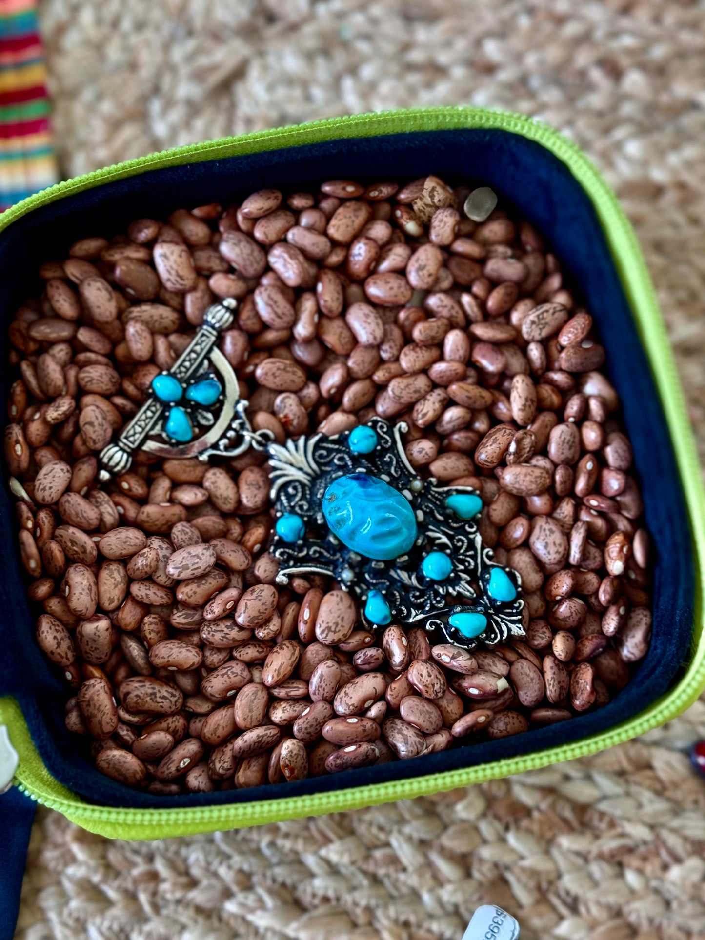 Large Brooch with Turquoise colored stones