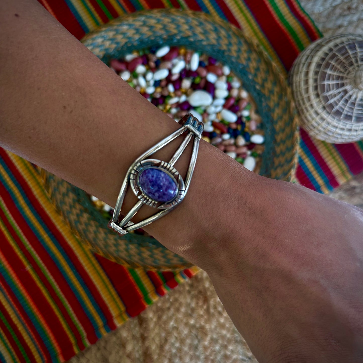 Charoite Sterling Silver Cuff Bracelet