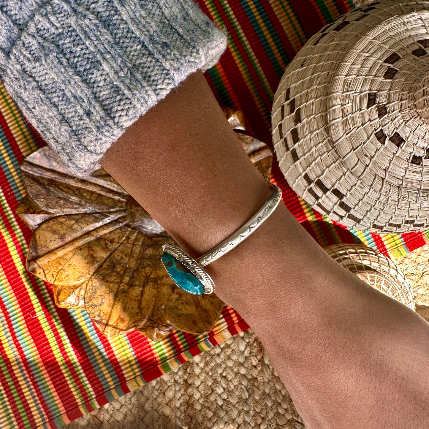 Navajo Sterling Silver Turquoise Bracelet Cuff