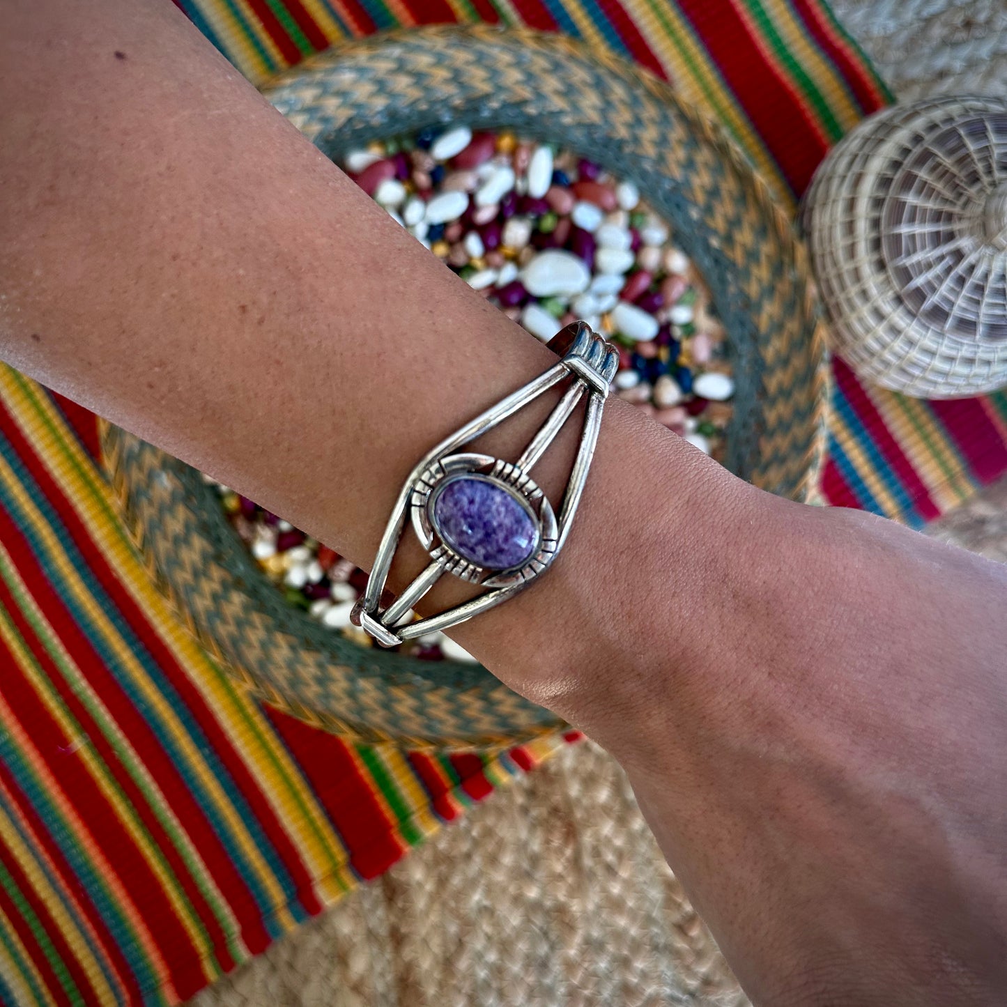 Charoite Sterling Silver Cuff Bracelet