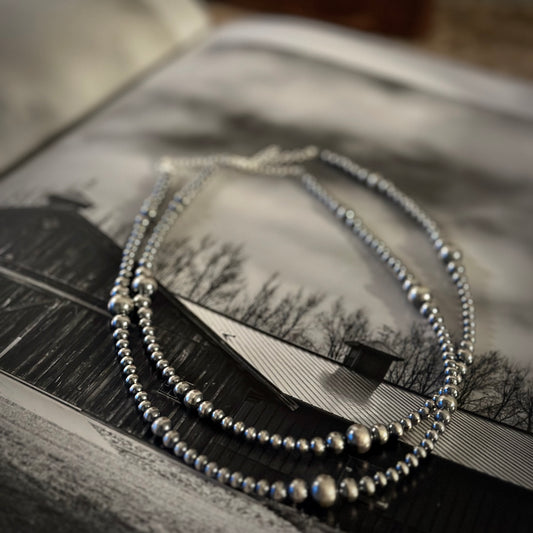 Graduated Sterling silver oxidized pearls