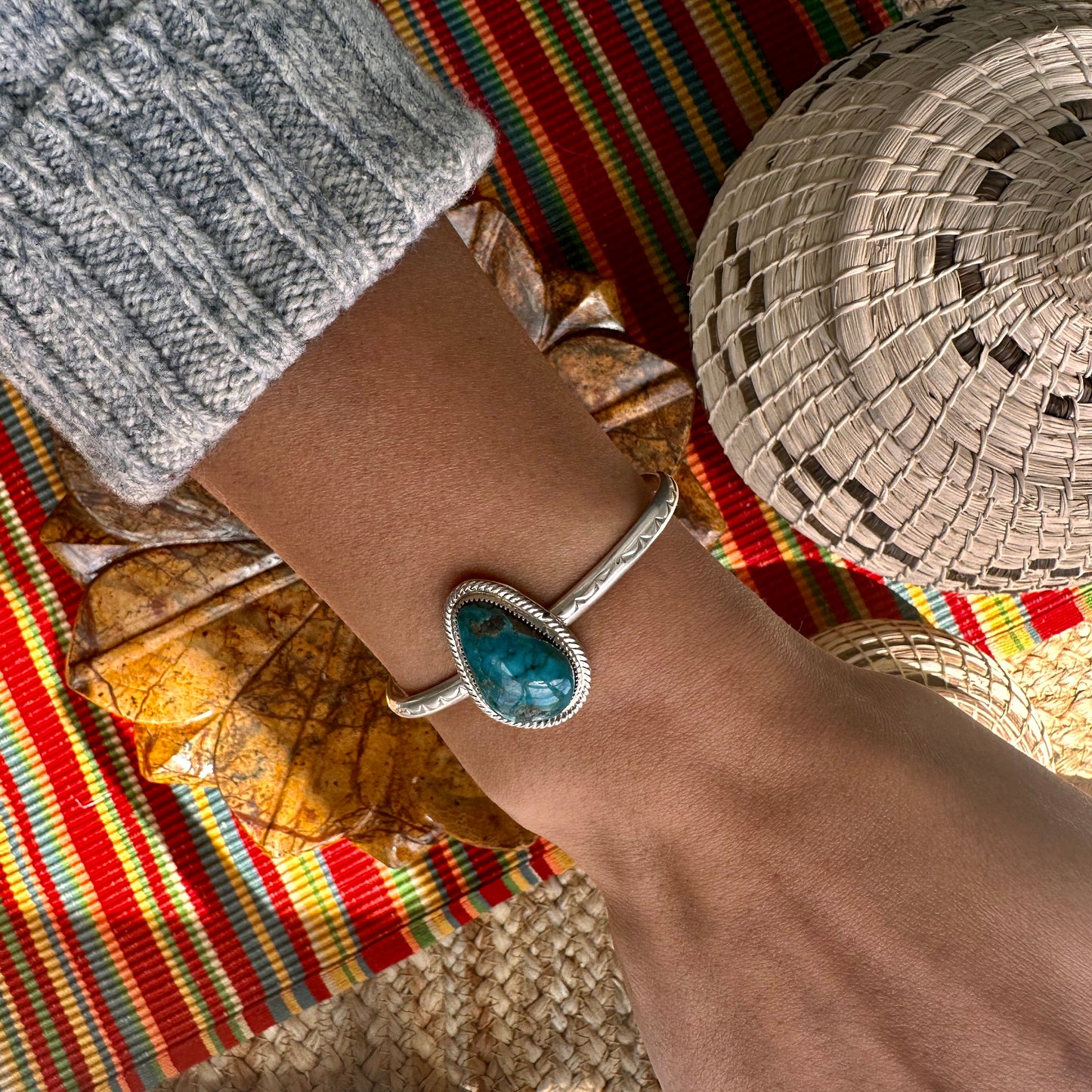 Navajo Sterling Silver Turquoise Bracelet Cuff