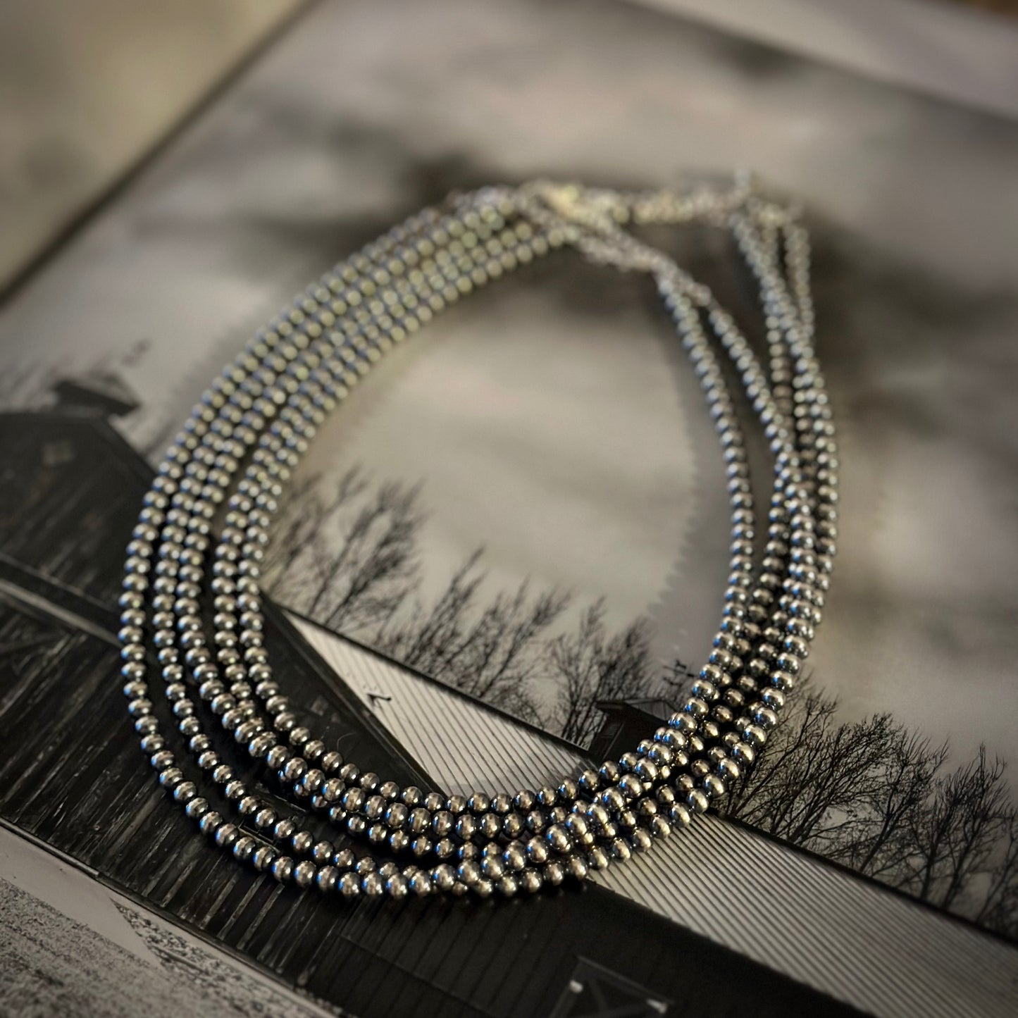 Sterling silver oxidized pearls