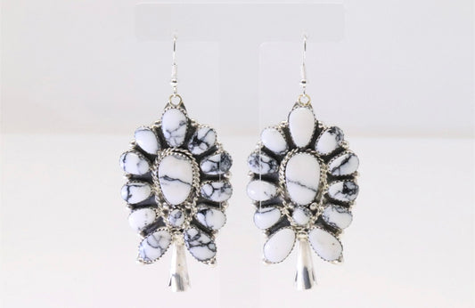 White Buffalo Squash Blossom Earrings