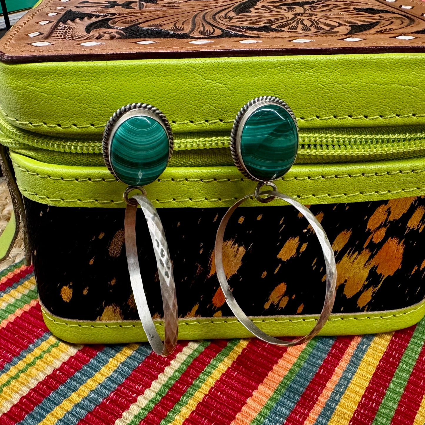 Malachite Hoop Earrings