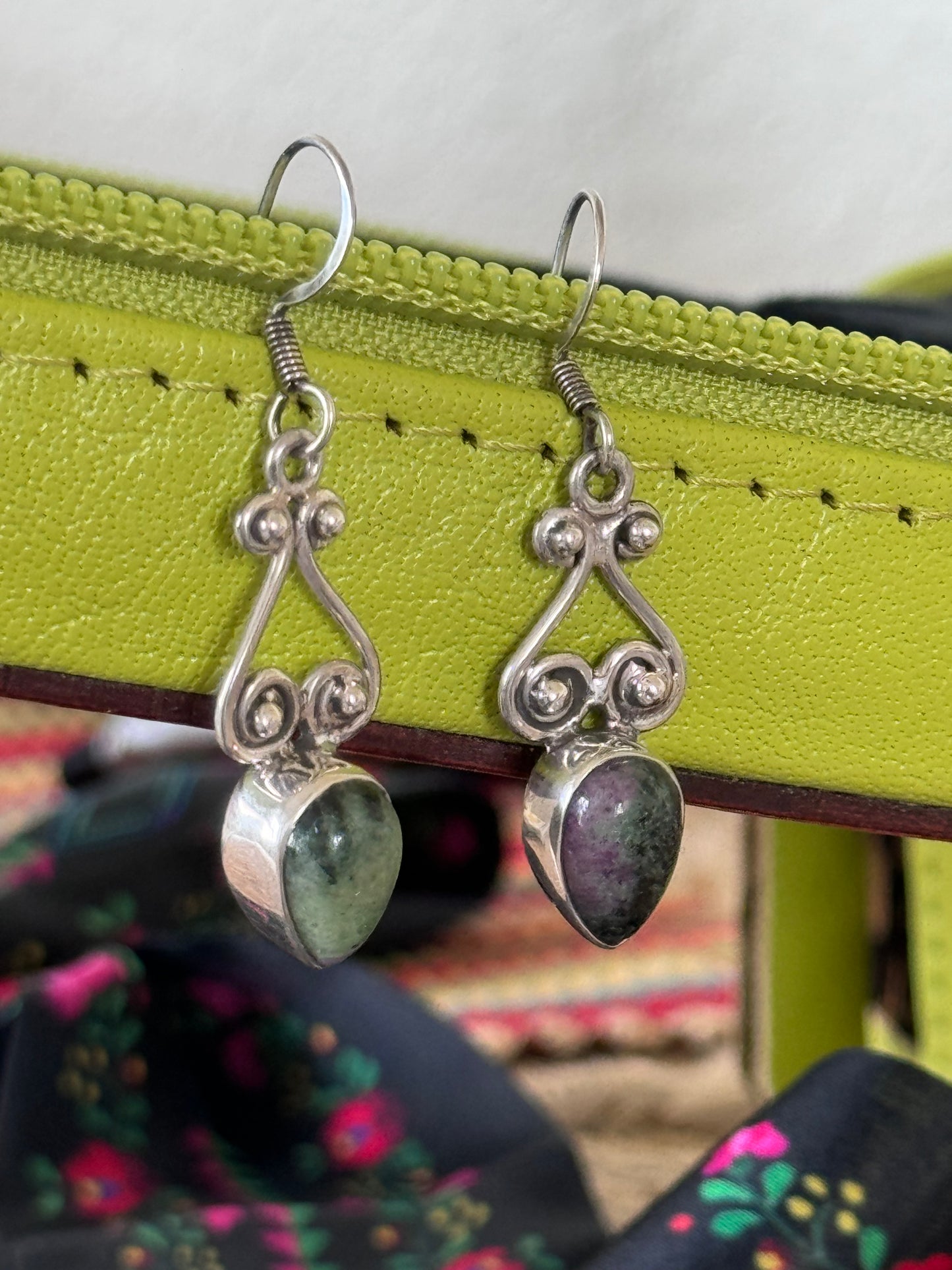 Green Stone Dangle Earrings