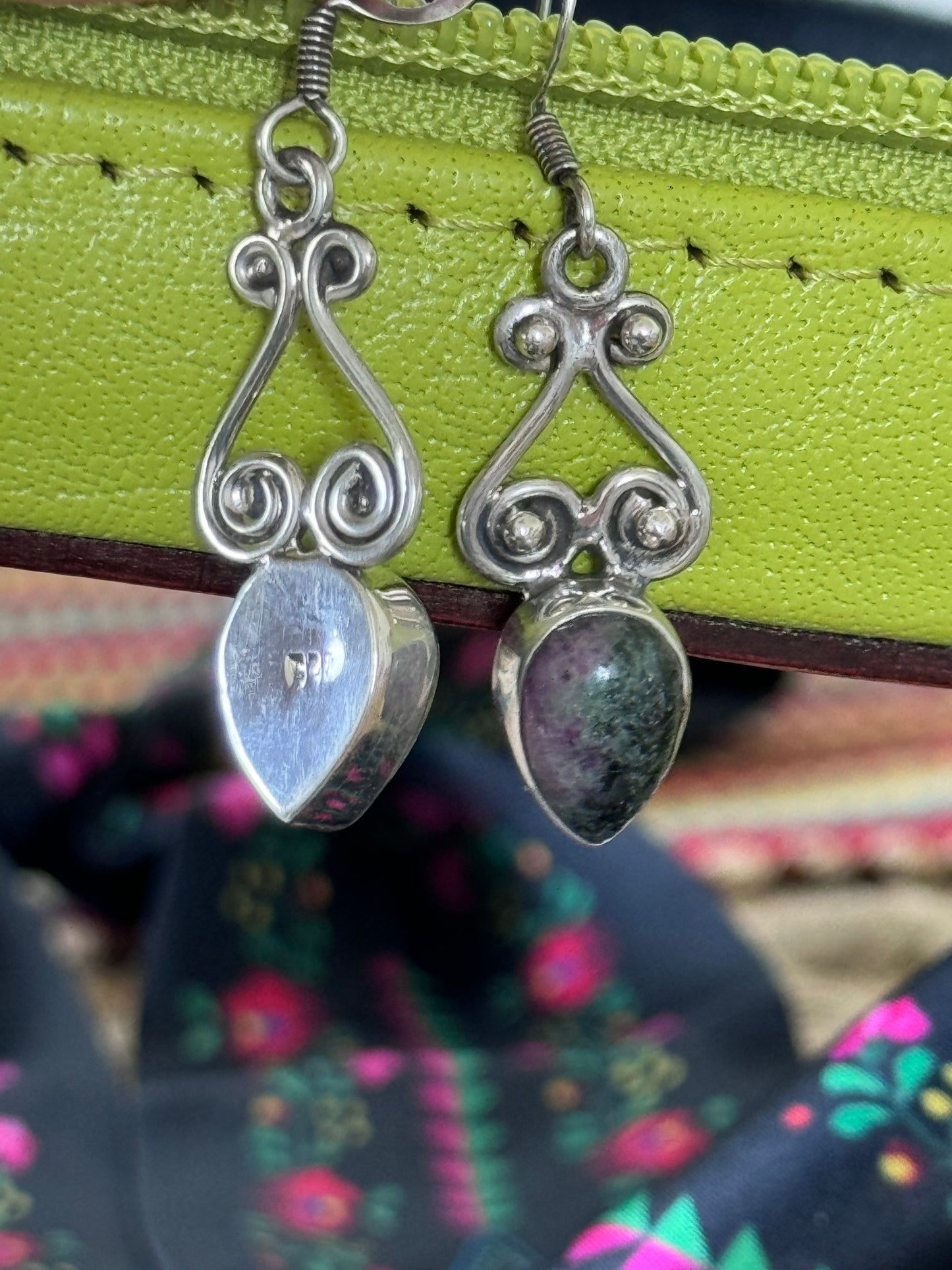 Green Stone Dangle Earrings