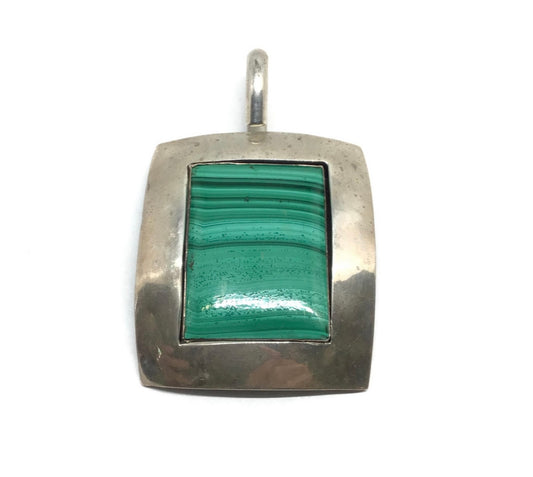 sterling pendant with large malachite inlay